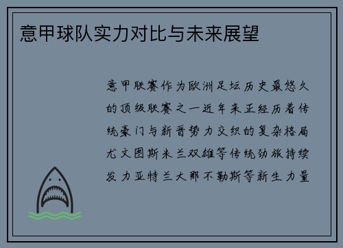意甲球队实力对比与未来展望